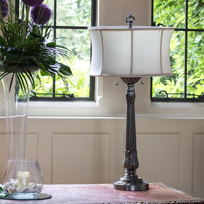 Elstead Lighting Presidential 2 Light Table Lamp - Pewter
