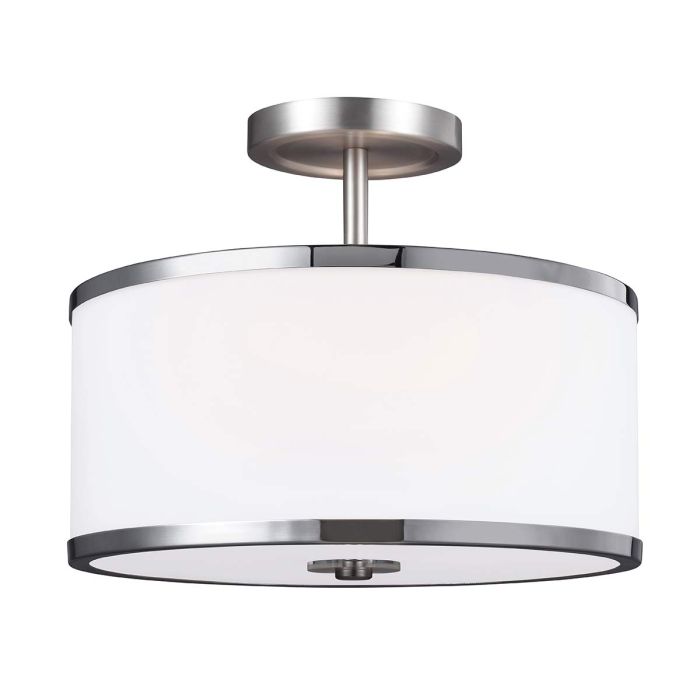 elstead lighting Prospect Park 2 Light Semi-Flush - Satin Nickel with Chrome