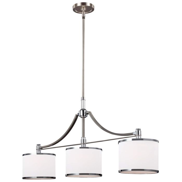 elstead lighting Prospect Park 3 Light Island Chandelier - Satin Nickel with Chrome