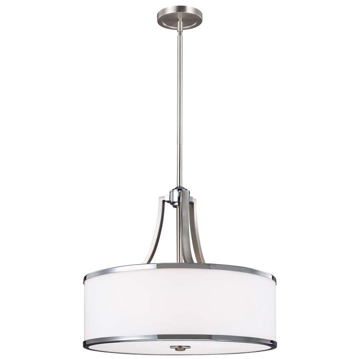 elstead lighting Prospect Park 4 Light Uplight Pendant - Satin Nickel with Chrome