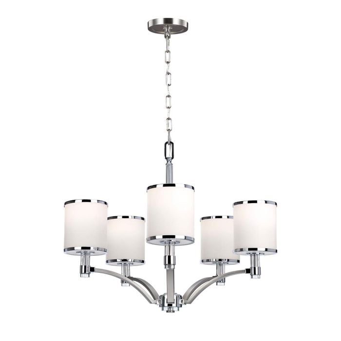 elstead lighting Prospect Park 5 Light Chandelier - Satin Nickel with Chrome