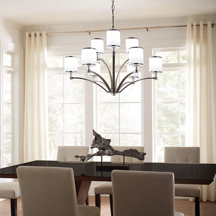 Elstead Lighting Prospect Park 9 Light Chandelier - Satin Nickel With Chrome