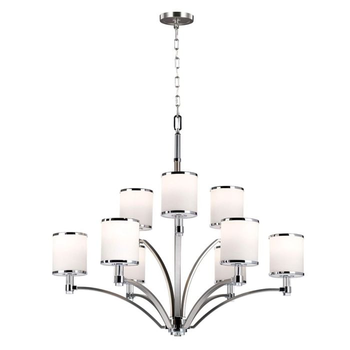 elstead lighting Prospect Park 9 Light Chandelier - Satin Nickel with Chrome