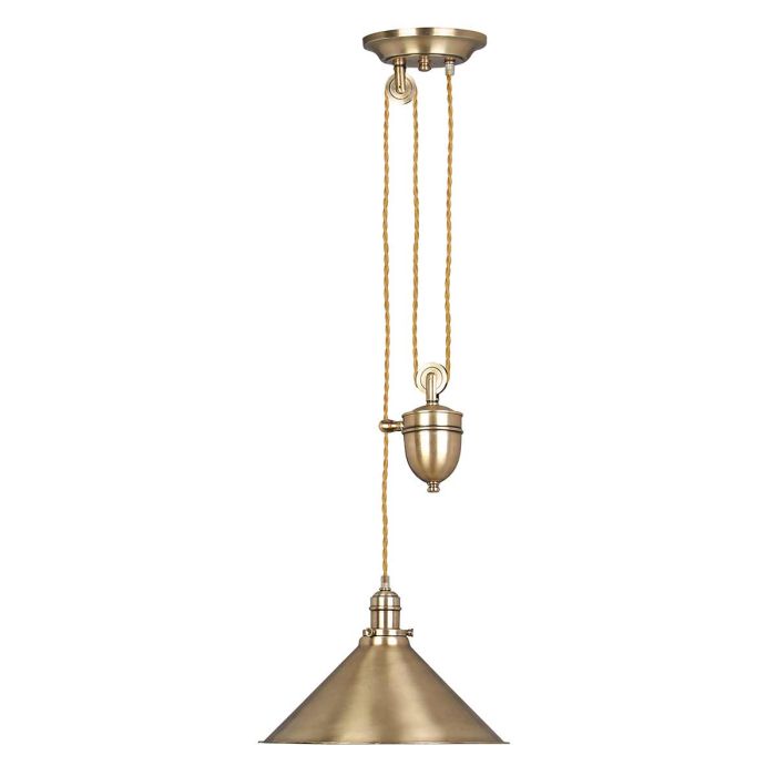 elstead lighting Provence 1 Light Rise and Fall Pendant - Aged Brass