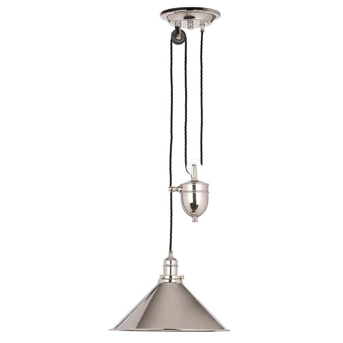 Elstead Lighting Provence 1 Light Rise And Fall Pendant - Polished Nickel