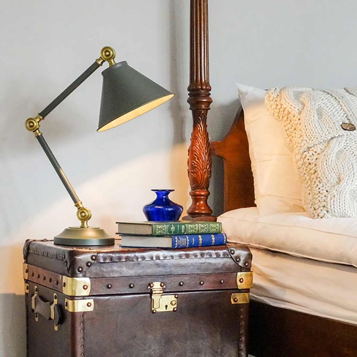 Elstead Lighting Provence Element 1 Light Mini Table Lamp - Dark Grey/Aged Brass
