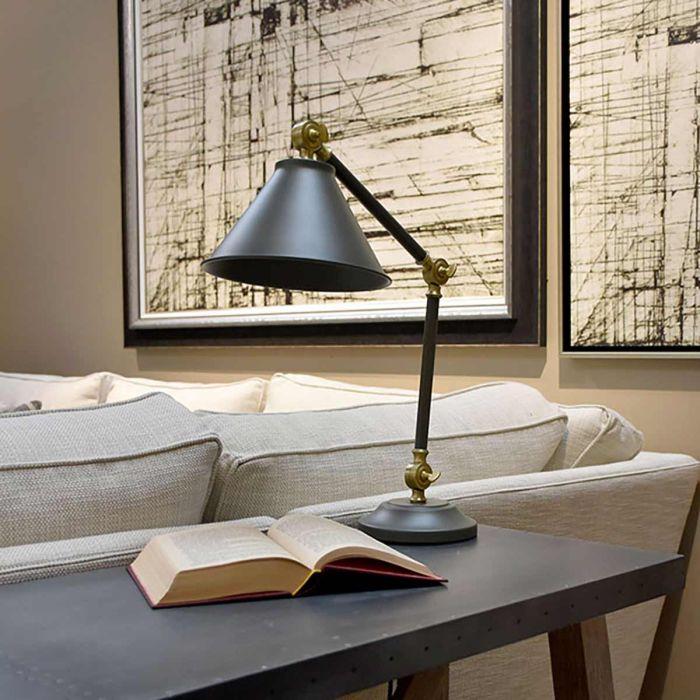 Elstead Lighting Provence Element 1 Light Mini Table Lamp - Dark Grey/Aged Brass