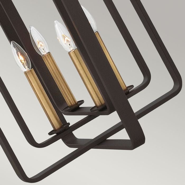 Elstead Lighting Quentin 4 Light Tall Pendant Chandelier - Buckeye Bronze