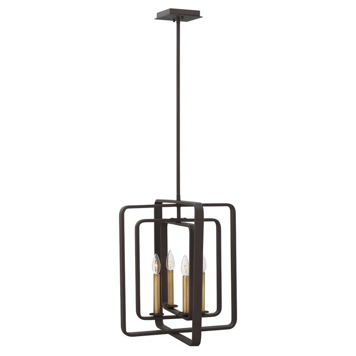 elstead lighting Quentin 4 Light Tall Pendant Chandelier - Buckeye Bronze