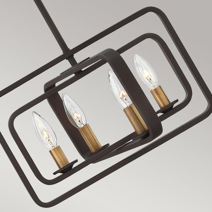 Elstead Lighting Quentin 4 Light Wide Pendant Chandelier - Buckeye Bronze