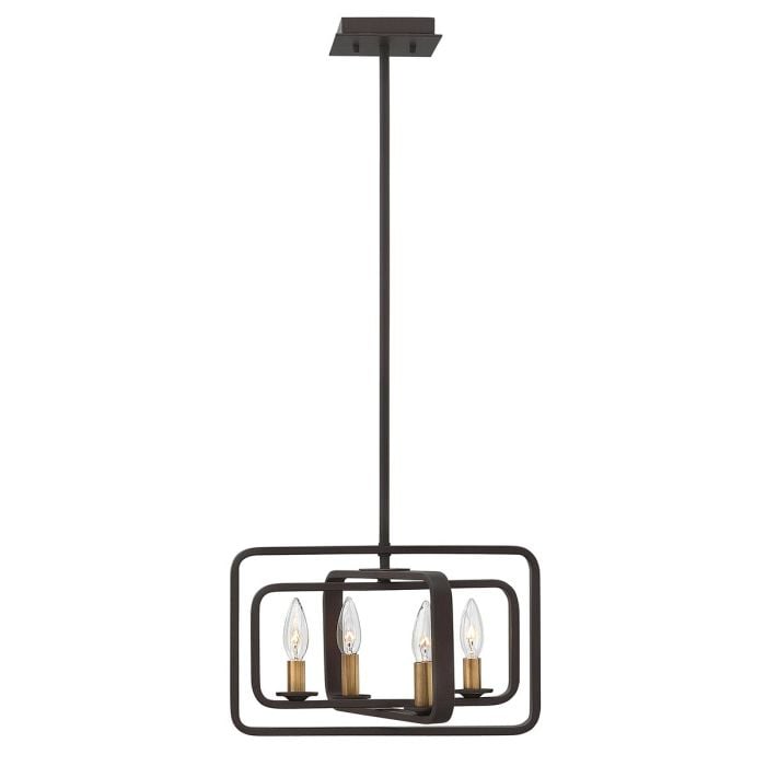 elstead lighting Quentin 4 Light Wide Pendant Chandelier - Buckeye Bronze