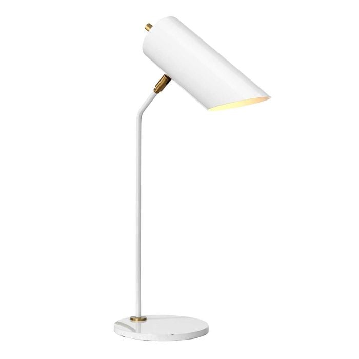 elstead lighting Quinto 1 Light Table Lamp - White/Aged Brass