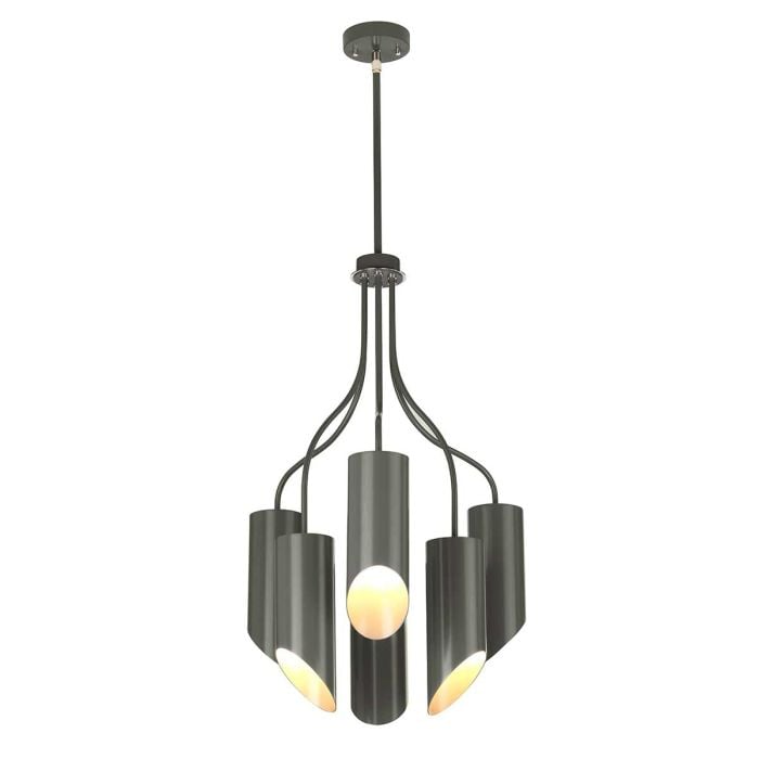 elstead lighting Quinto 6 Light Chandelier - Dark Grey Polished Nickel