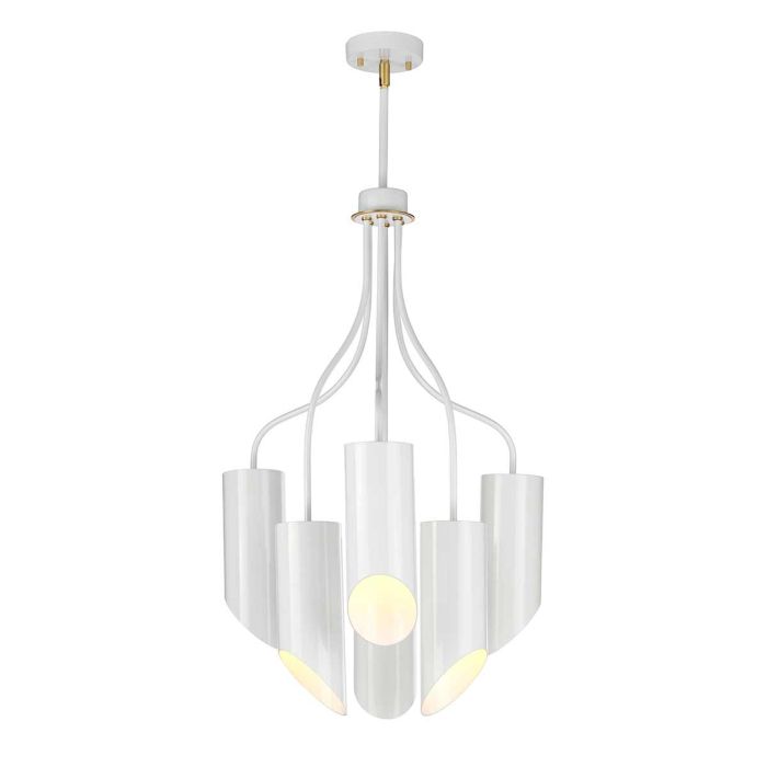 elstead lighting Quinto 6 Light Chandelier - White Aged Brass