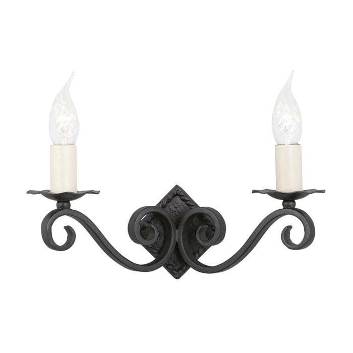 elstead lighting Rectory 2 Light Wall - Black Cast Iron