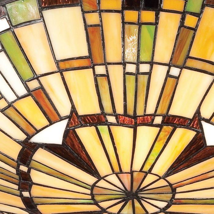 Elstead Lighting Reed 2 Lt Tiffany Style Flush - Valiant Bronze & Art Glass Shade