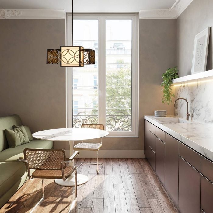 Elstead Lighting Remy 1 Light Pendant Chandelier Light - Heritage Bronze/Parissiene Gold
