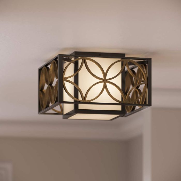 Elstead Lighting Remy 2 Light Flush - Heritage Bronze/Parissiene Gold