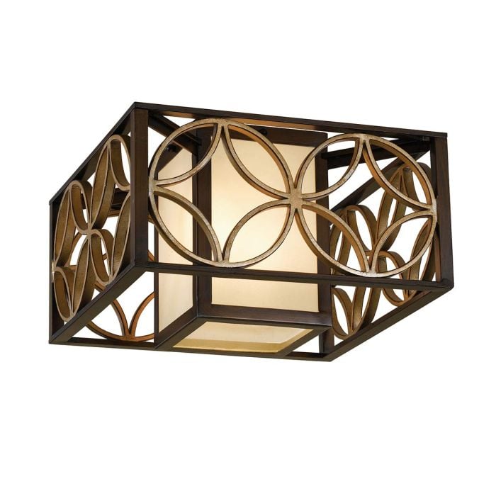 elstead lighting Remy 2 Light Flush - Heritage Bronze/Parissiene Gold
