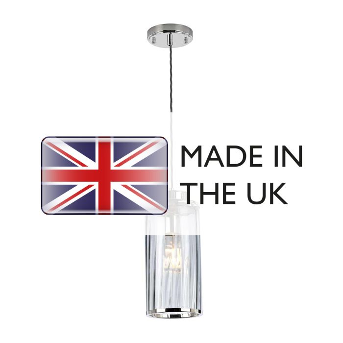 Elstead Lighting Reno 1 Light Pendant - Polished Nickel Smoke Glass