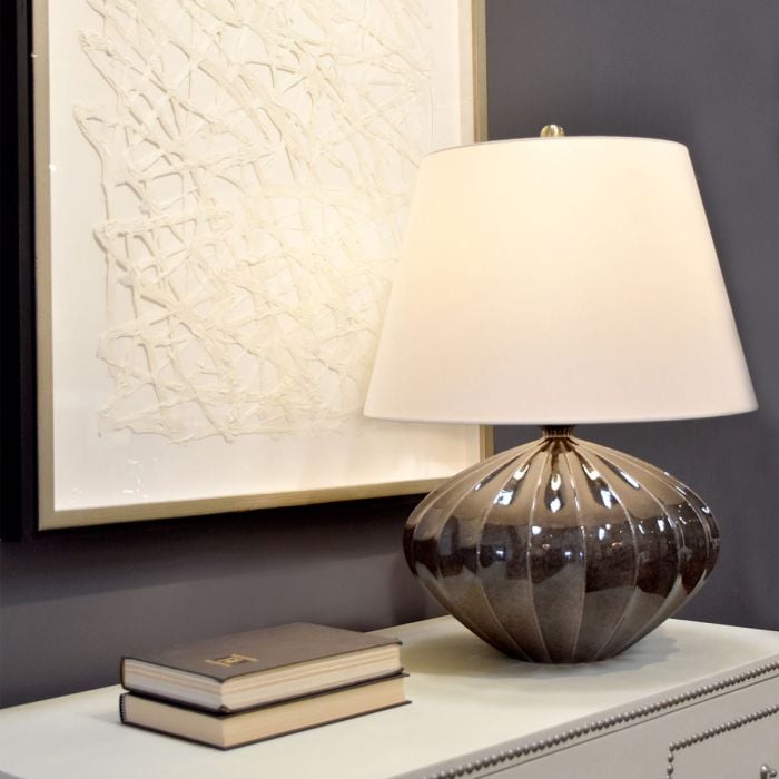 Elstead Lighting Rib Pumpkin 1 Light Table Lamp - Brown And Black