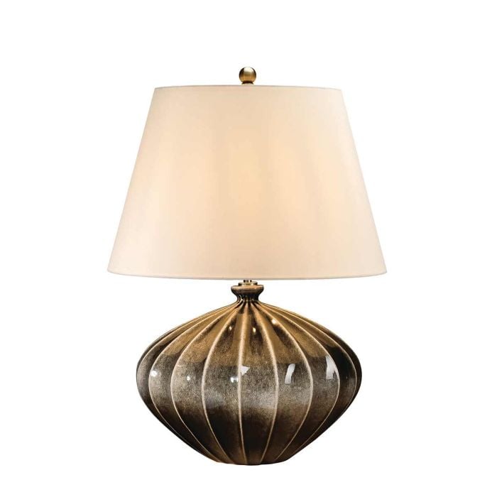 elstead lighting Rib Pumpkin 1 Light Table Lamp - Brown and Black