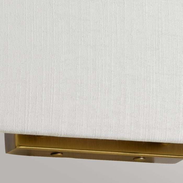 Elstead Lighting Riley Large Rectangular Wall Light With Aged Brass Back Plate With Ivory Shade
