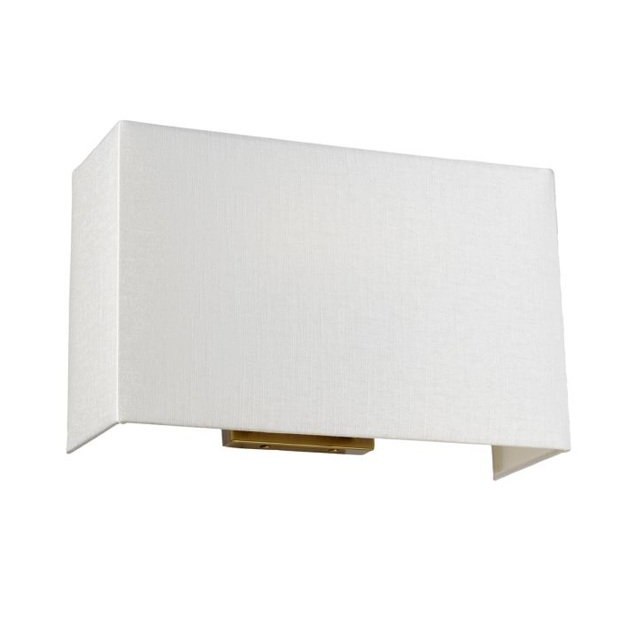 elstead lighting Riley Large Rectangular Wall Light with Aged Brass Back Plate with Ivory Shade