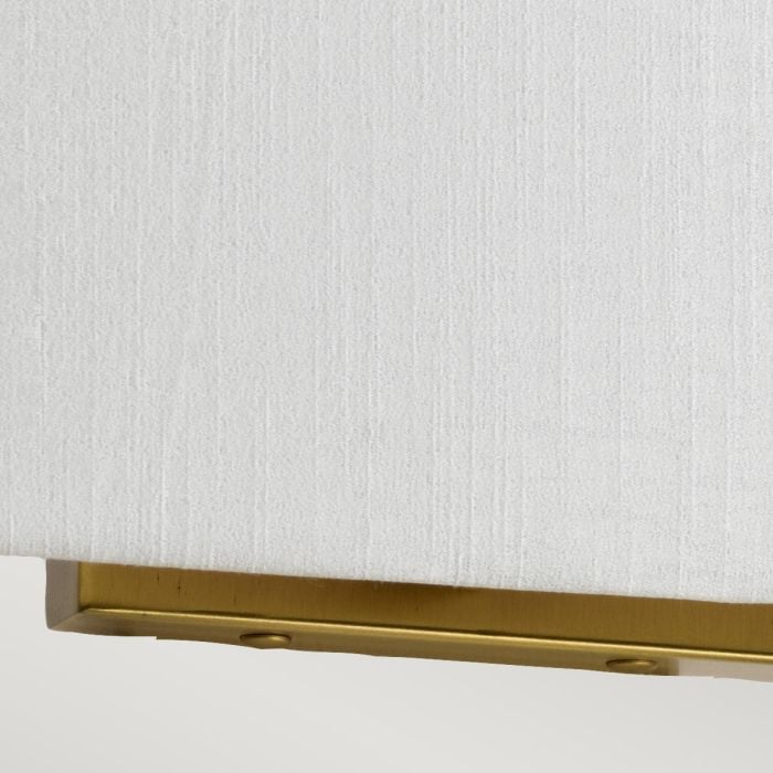 Elstead Lighting Riley Medium Rectangular Wall Light With Aged Brass Back Plate With Ivory Shade