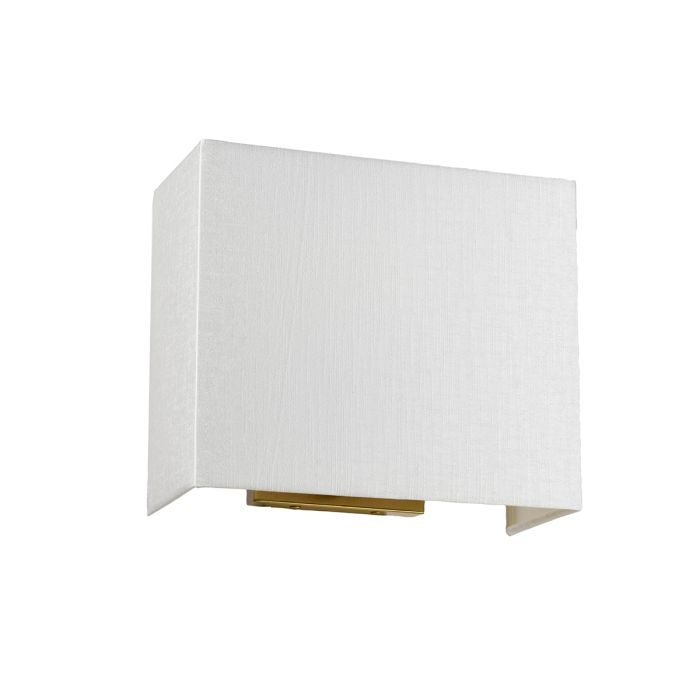 elstead lighting Riley Medium Rectangular Wall Light with Aged Brass Back Plate with Ivory Shade