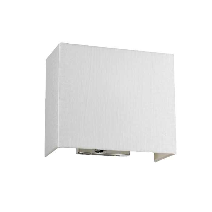 elstead lighting Riley Medium Rectangular Wall Light with Polished Chrome Back Plate with Ivory Shade