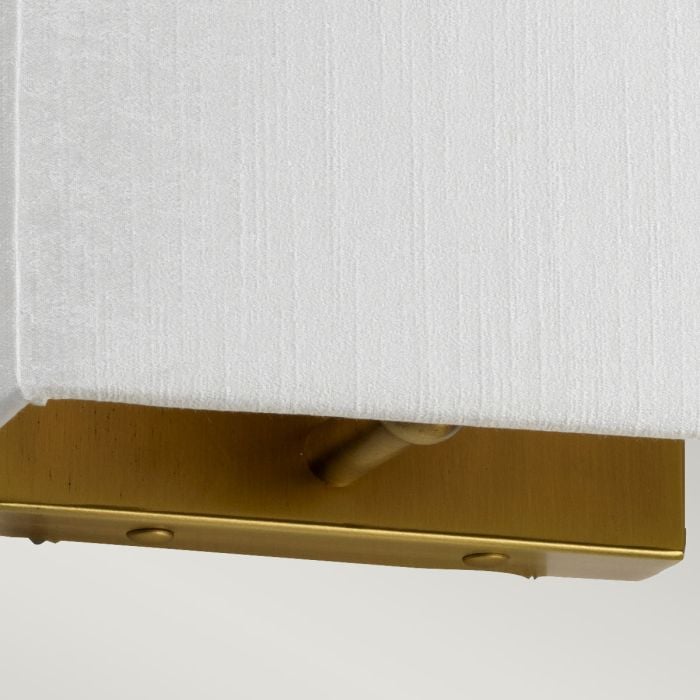Elstead Lighting Riley Small Rectangular Wall Light With Aged Brass Back Plate With Ivory Shade