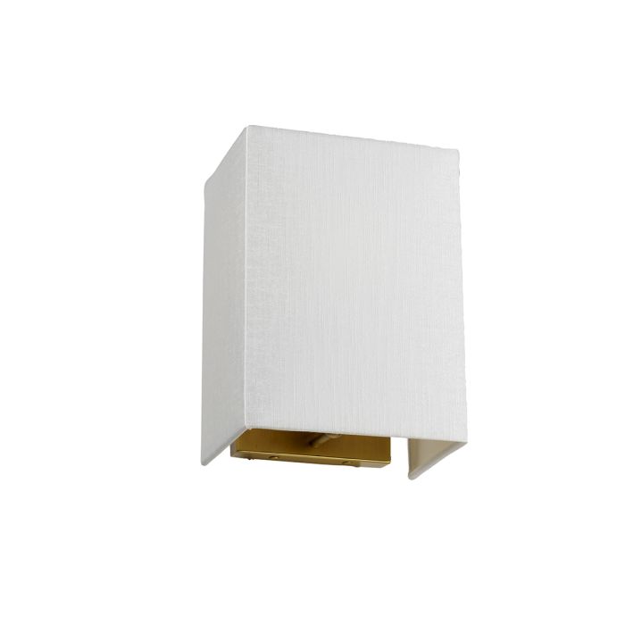 elstead lighting Riley Small Rectangular Wall Light with Aged Brass Back Plate with Ivory Shade