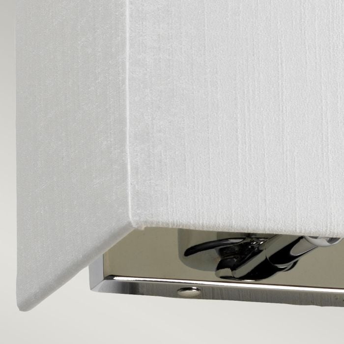 Elstead Lighting Riley Small Rectangular Wall Light With Polished Chrome Back Plate With Ivory Shade