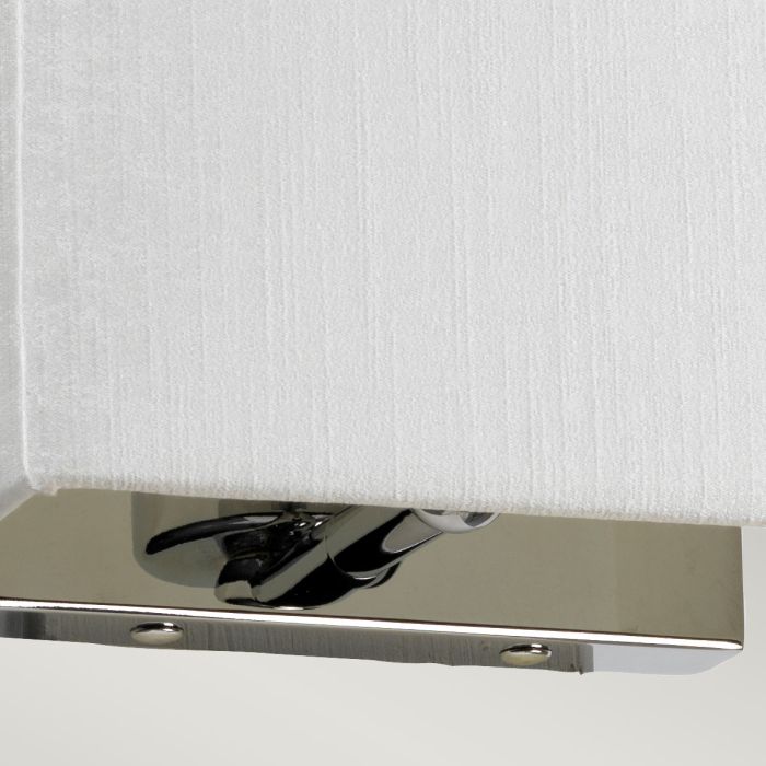 Elstead Lighting Riley Small Rectangular Wall Light With Polished Chrome Back Plate With Ivory Shade