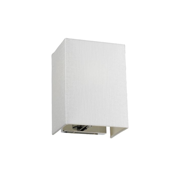 elstead lighting Riley Small Rectangular Wall Light with Polished Chrome Back Plate with Ivory Shade