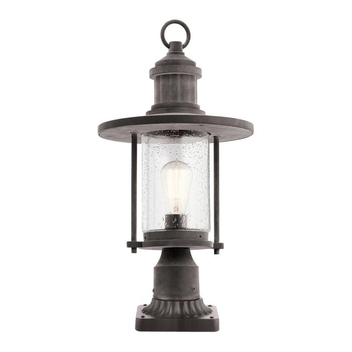 elstead lighting Riverwood 8" Pedestal Lantern - Weathered Zinc