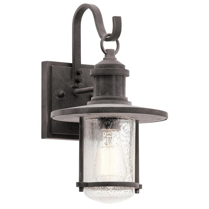 elstead lighting Riverwood Medium Wall Lantern - Weathered Zinc