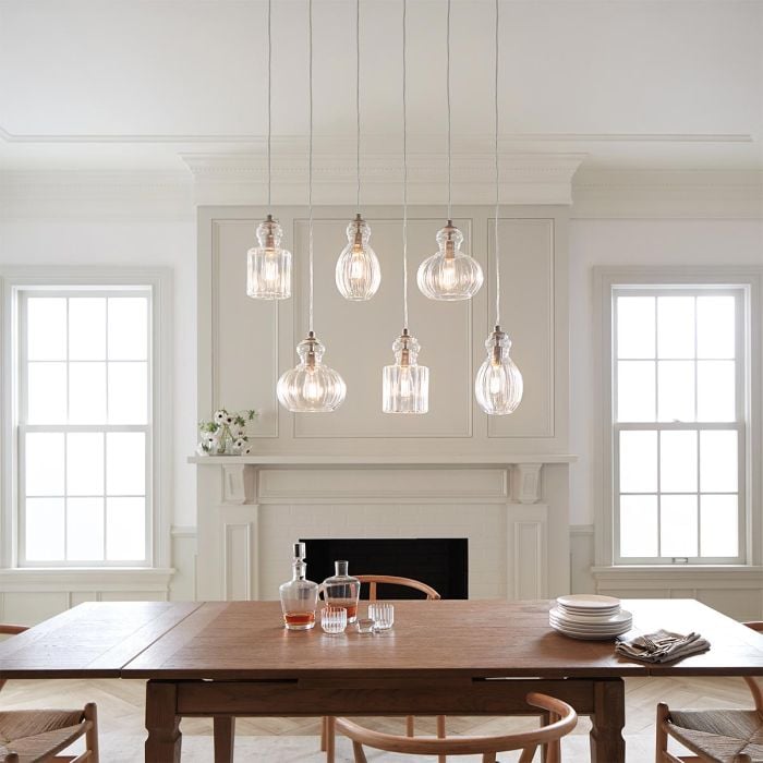 Elstead Lighting Riviera 1 Light Pendant - B - Brushed Nickel