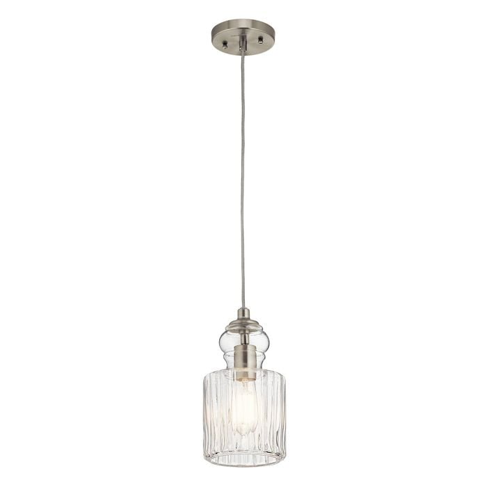 elstead lighting Riviera 1 Light Pendant - B - Brushed Nickel