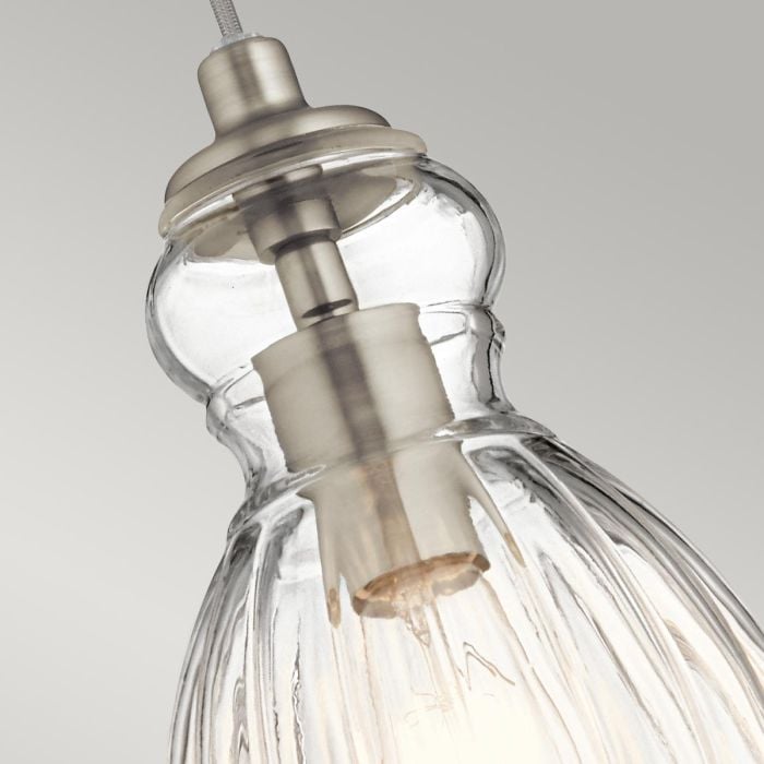 Elstead Lighting Riviera 1 Light Pendant - C - Brushed Nickel