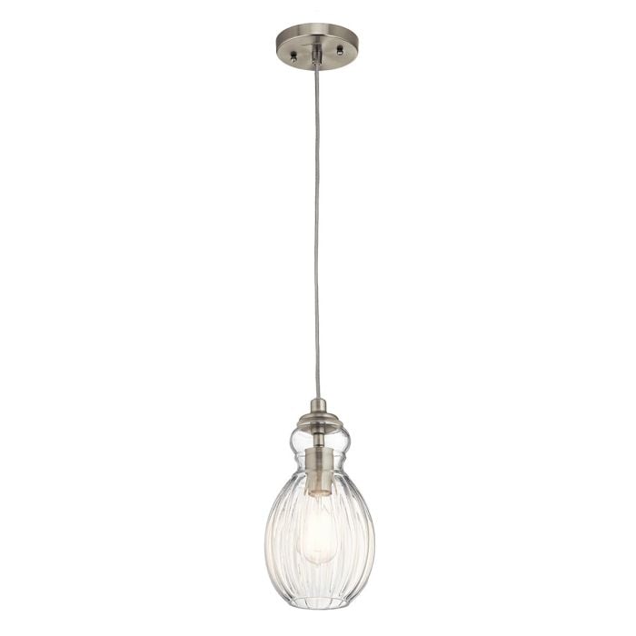 elstead lighting Riviera 1 Light Pendant - C - Brushed Nickel