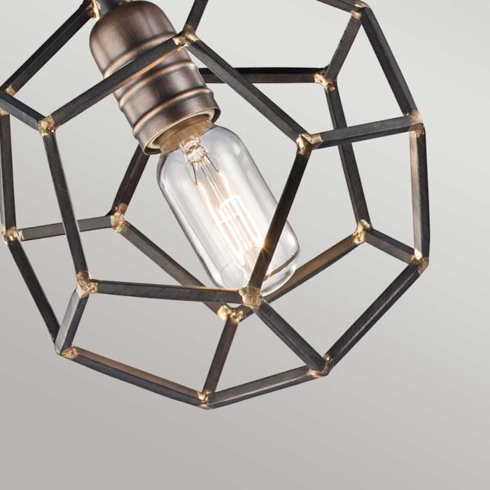 Elstead Lighting Rocklyn 1 Light Mini Pendant - Raw Steel