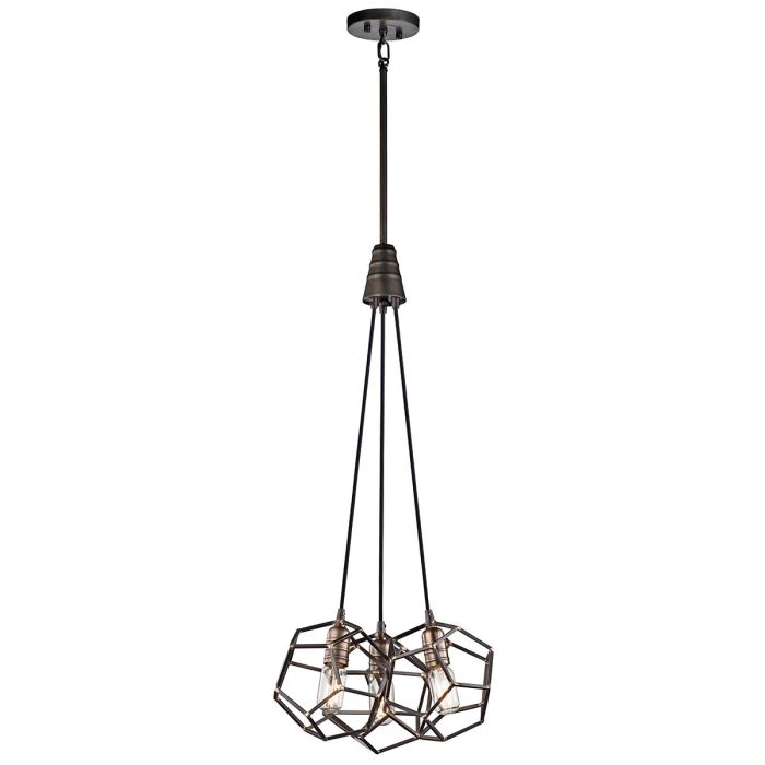 elstead lighting Rocklyn 3 Light Chandelier - Raw Steel