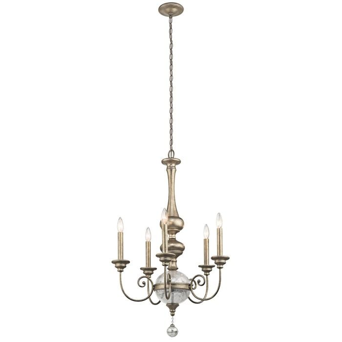 elstead lighting Rosalie 5 Light Chandelier - Sterling Gold