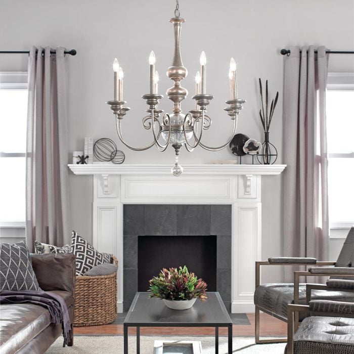 Elstead Lighting Rosalie 8 Light Chandelier - Sterling Gold