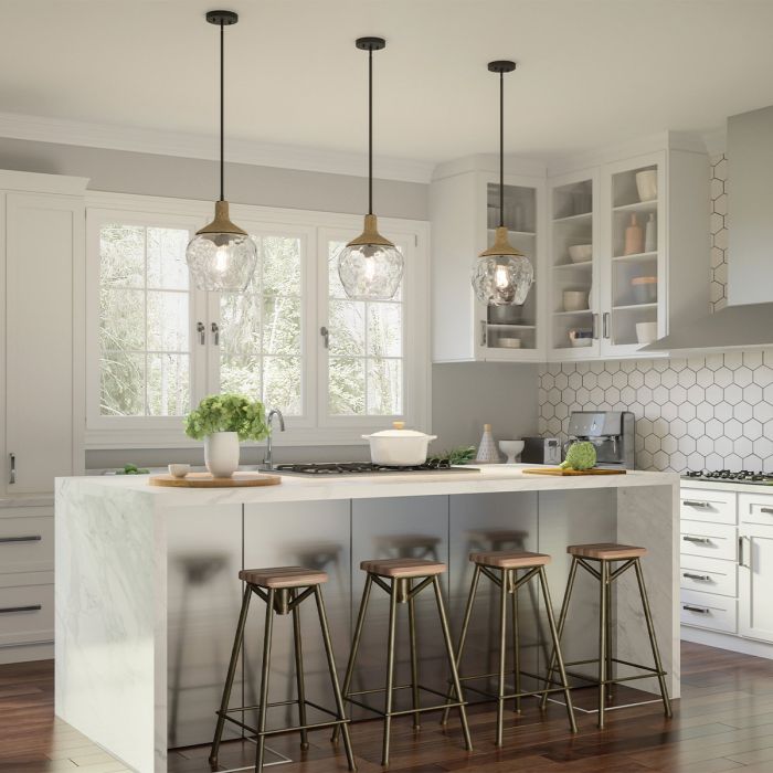 Elstead Lighting Royer 1 Lt Pendant - Matte Black With Natural Rope Detail And Clear Mottled Blown Glass Shade
