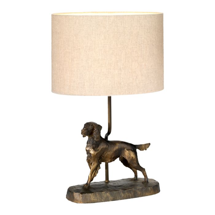 elstead lighting Rufus 1 Light Table Lamp with Oval Shade - Bronze Patina with Natural Shade