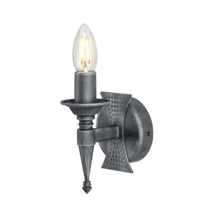 elstead lighting Saxon 1 Light Wall Light - Black/Silver Patina