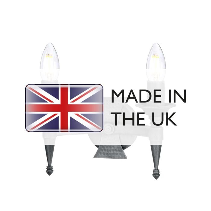 Elstead Lighting Saxon 2 Light Wall Light - Black/Silver Patina